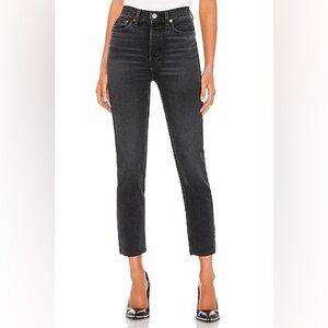RE/DONE redone 90s High-Rise Ankle Crop Jeans size 26 faded coal color